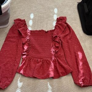 Altar'd State Red Ruffled Blouse